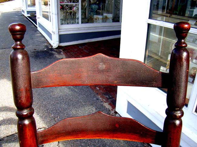 An 18th century New England Ladder back armchair circa 1760 converted to a rocker circa 1800 — image 5